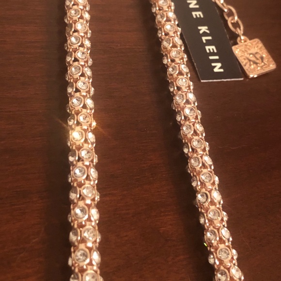 Anne Klein Rose Gold Tone Pave Crystal Necklace - Picture 12 of 16